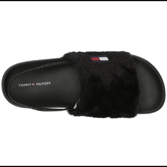 [#1013] TOMMY HILFIGER | TwHahna Faux Fur Slingback Sandals | Black | 10 | NIB - Picture 3 of 6